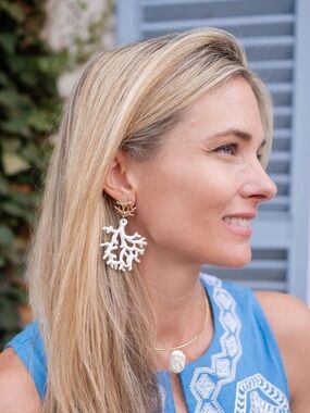 Lisi Lerch Tula White Coral Acrylic Earrings